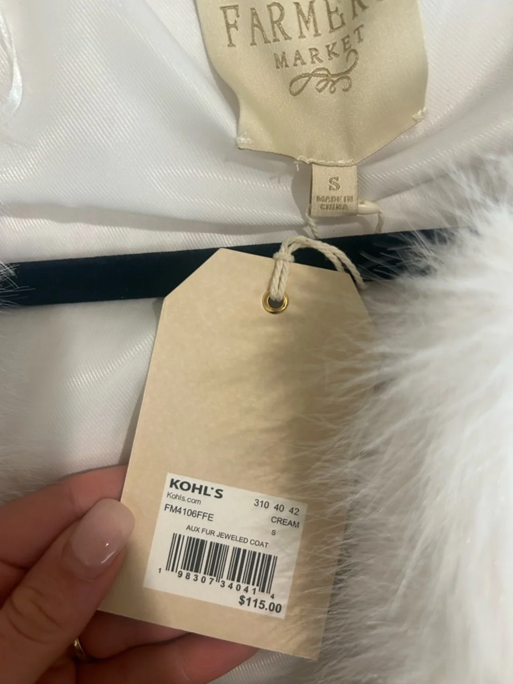 Plush White Faux Fur Teddy Coat with Jewel Accents - Picture 4 of 4